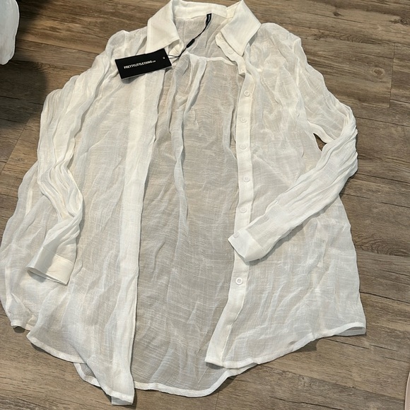 White oversized linen button up - Picture 1 of 2